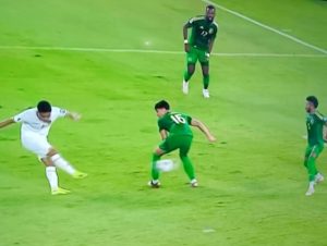Marcelino Ferdinan Saat Mencetak Gol ke Gawang Arab Saudi