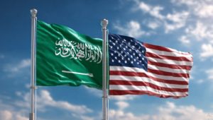 Bendera Arab Saudi dan AS Berdampingan