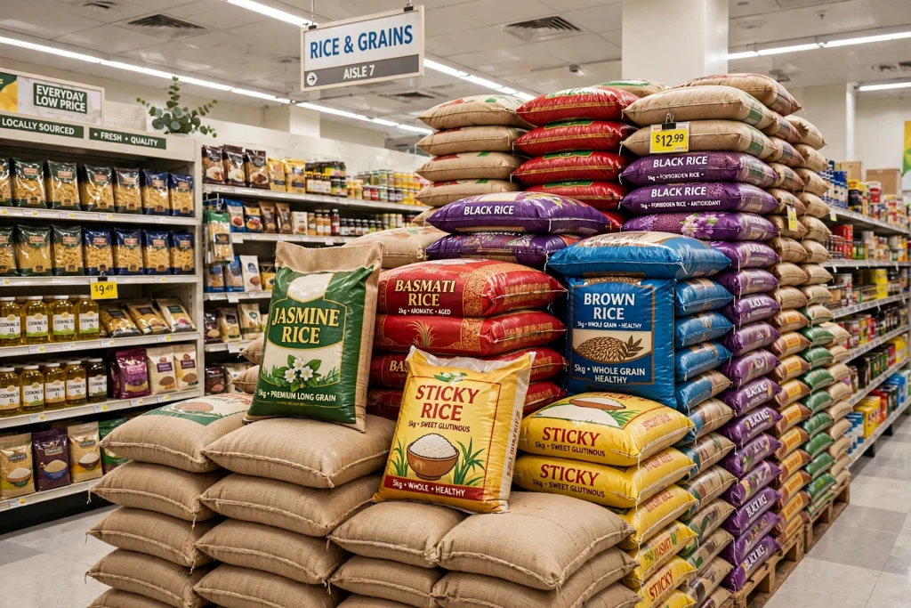 Ilustrasi Beras di Supermarket