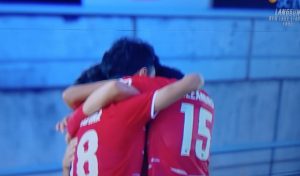 Pemain Timnas U-20 Amar Rayhan Brkic Usai Mencetak Gol ke Gawang Australia