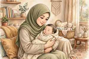 Ilustrasi Ibu Mengasuh anak