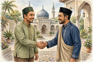 Ilustrasi Sesama Muslim Bersalaman