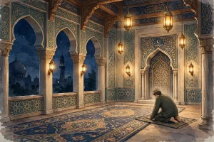 Ilustrasi Sholat malam di Masjid