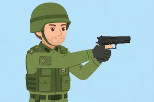 Ilustrasi Tentara Gunakan Pistol